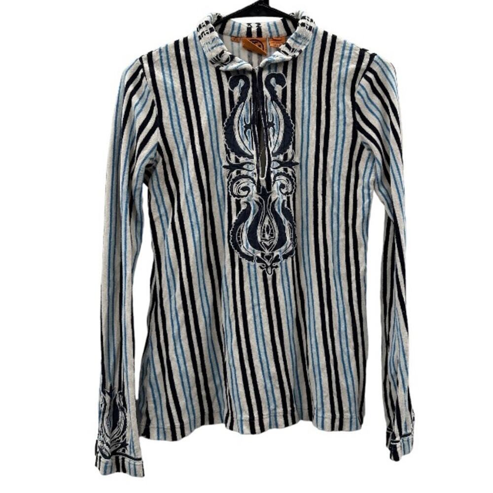 Tory Burch Carine Terry Tunic Long Sleeve Swim Cover Up Top Size XS